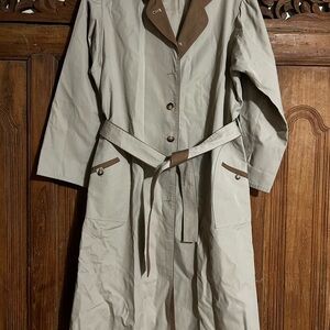Classic Beige Trench Coat with Brown Details